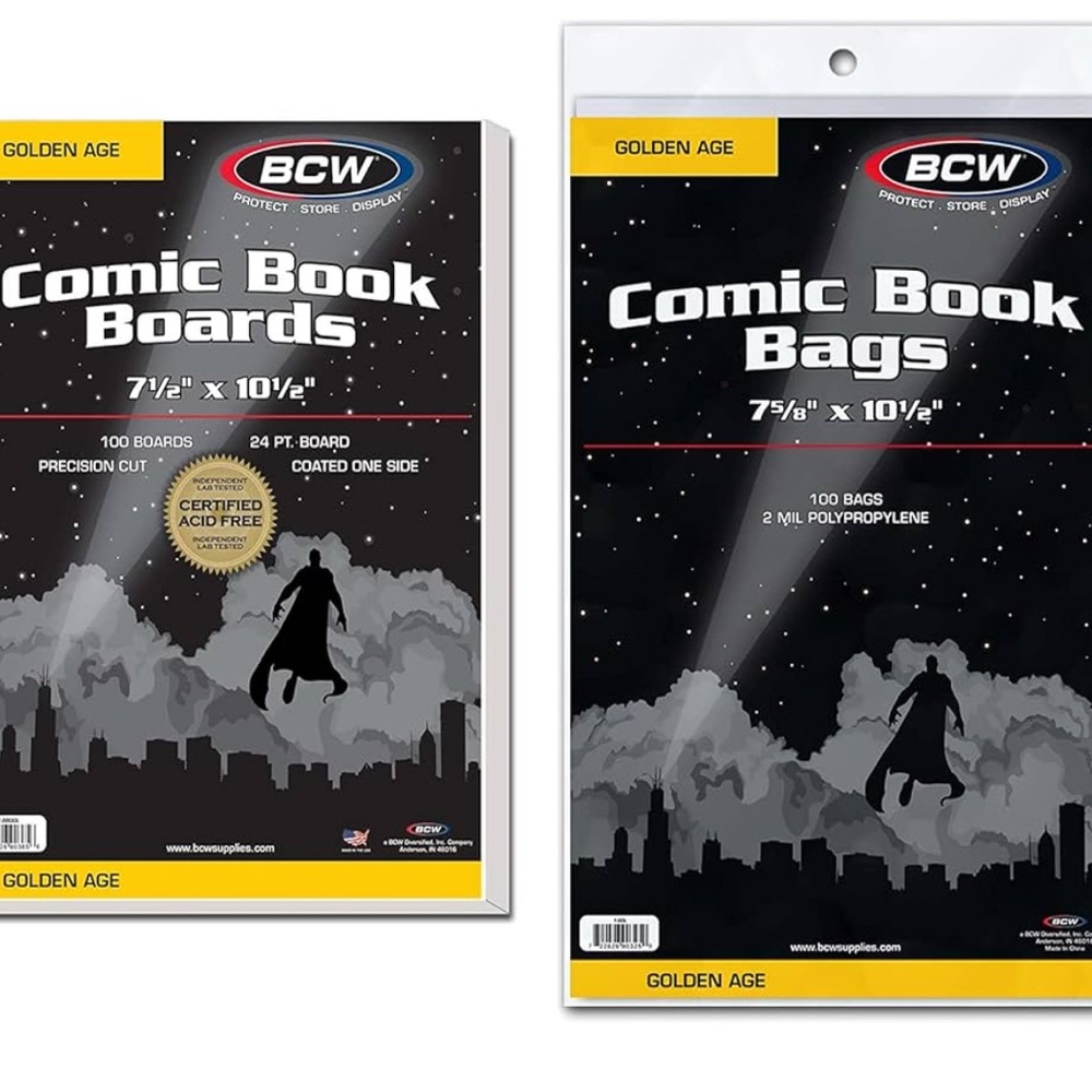 BCW Golden Age Comic Book Boards and Bags Set - Black and White
